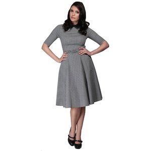 Collectif - Winona Houndstooth Swing Dress - UK8/US4